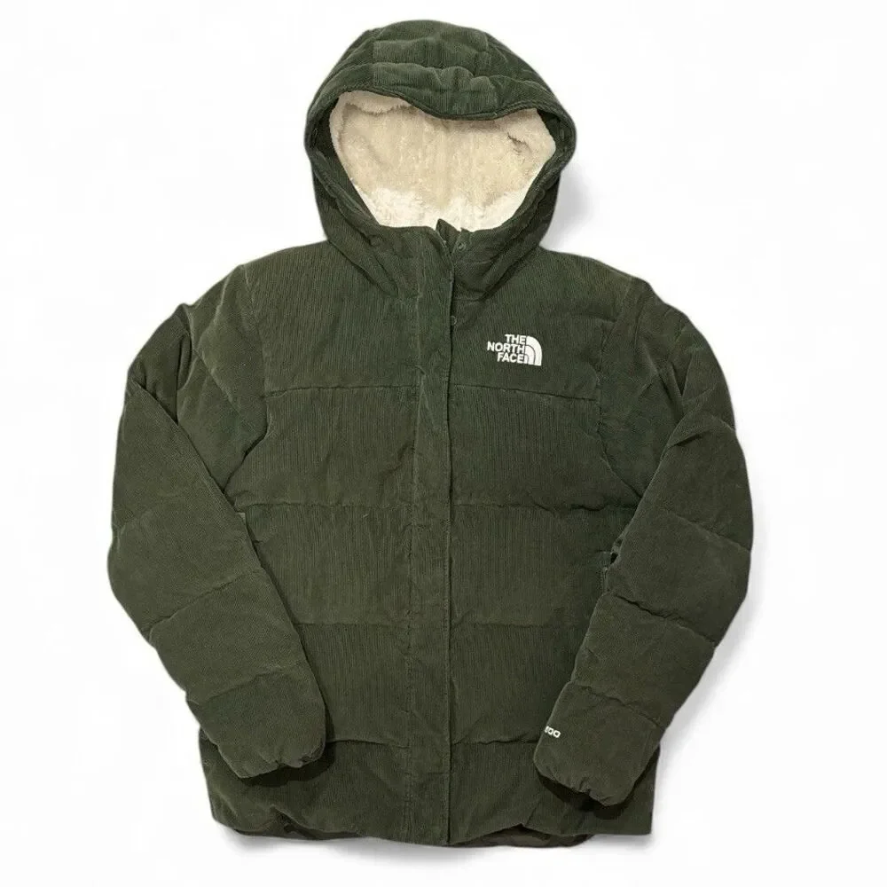 The North Face Kids Puffer Jacket in Green with Fur Hood - Picture 2 of 15